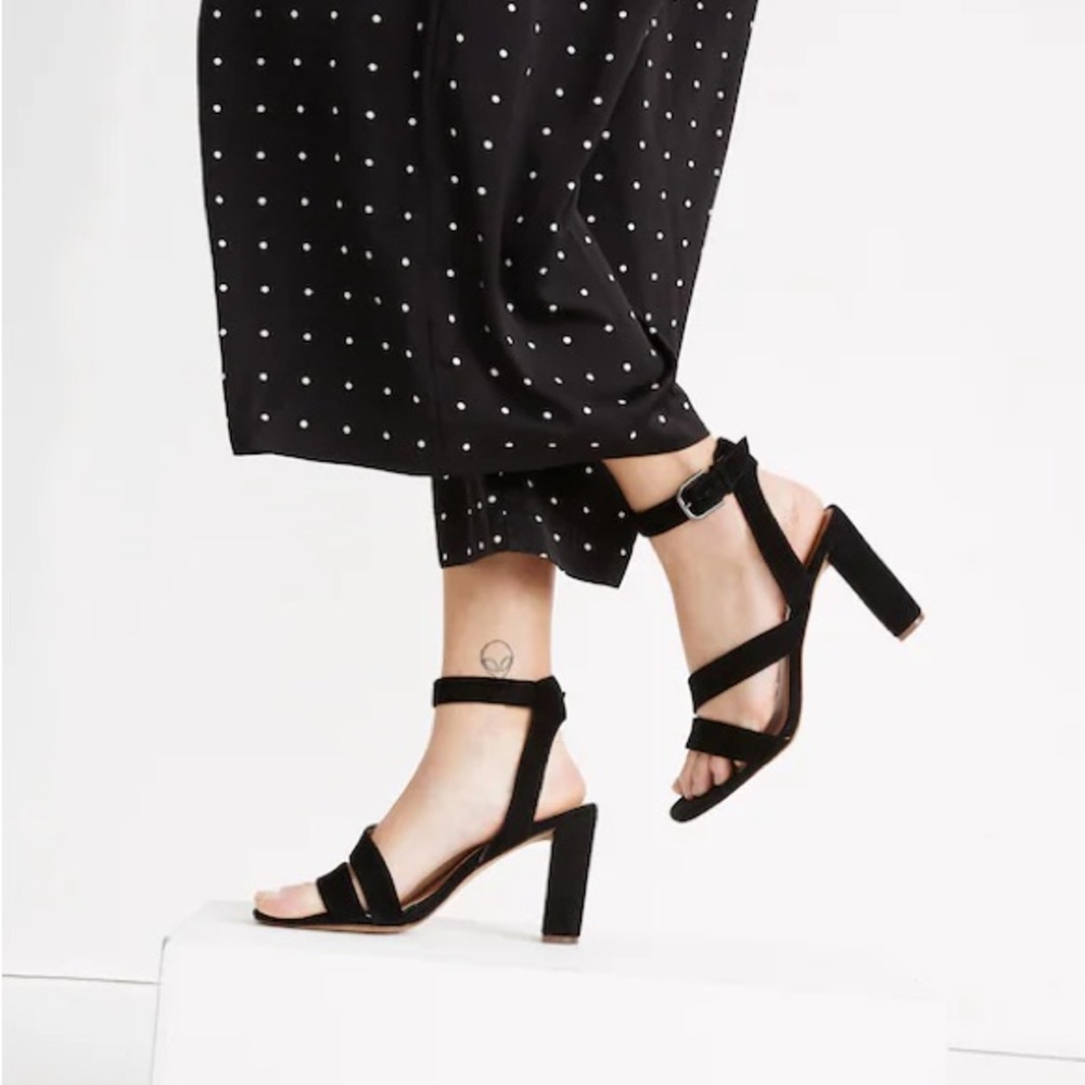 Madewell Black Suede Heeled Sandals